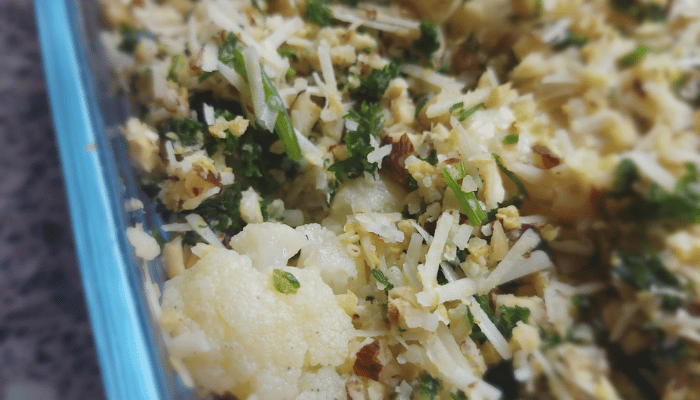 Bloemkool met crumble uit de oven