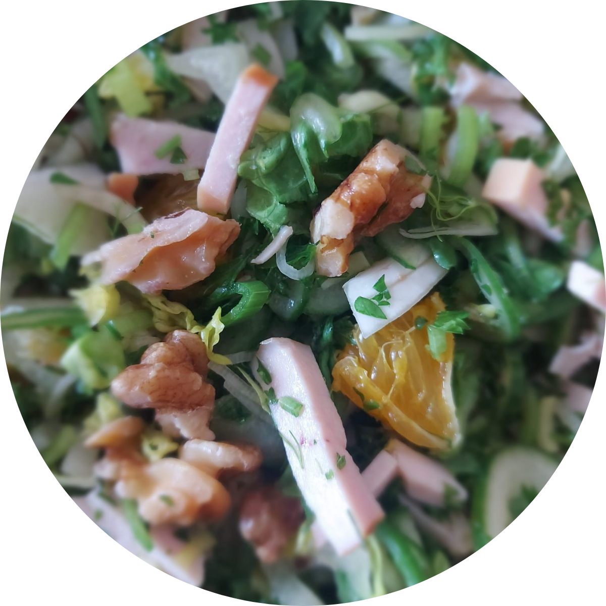 Groene Salade met Sinaasappel en Gerookte Kip door Bewuster en Gezonder in Kesteren